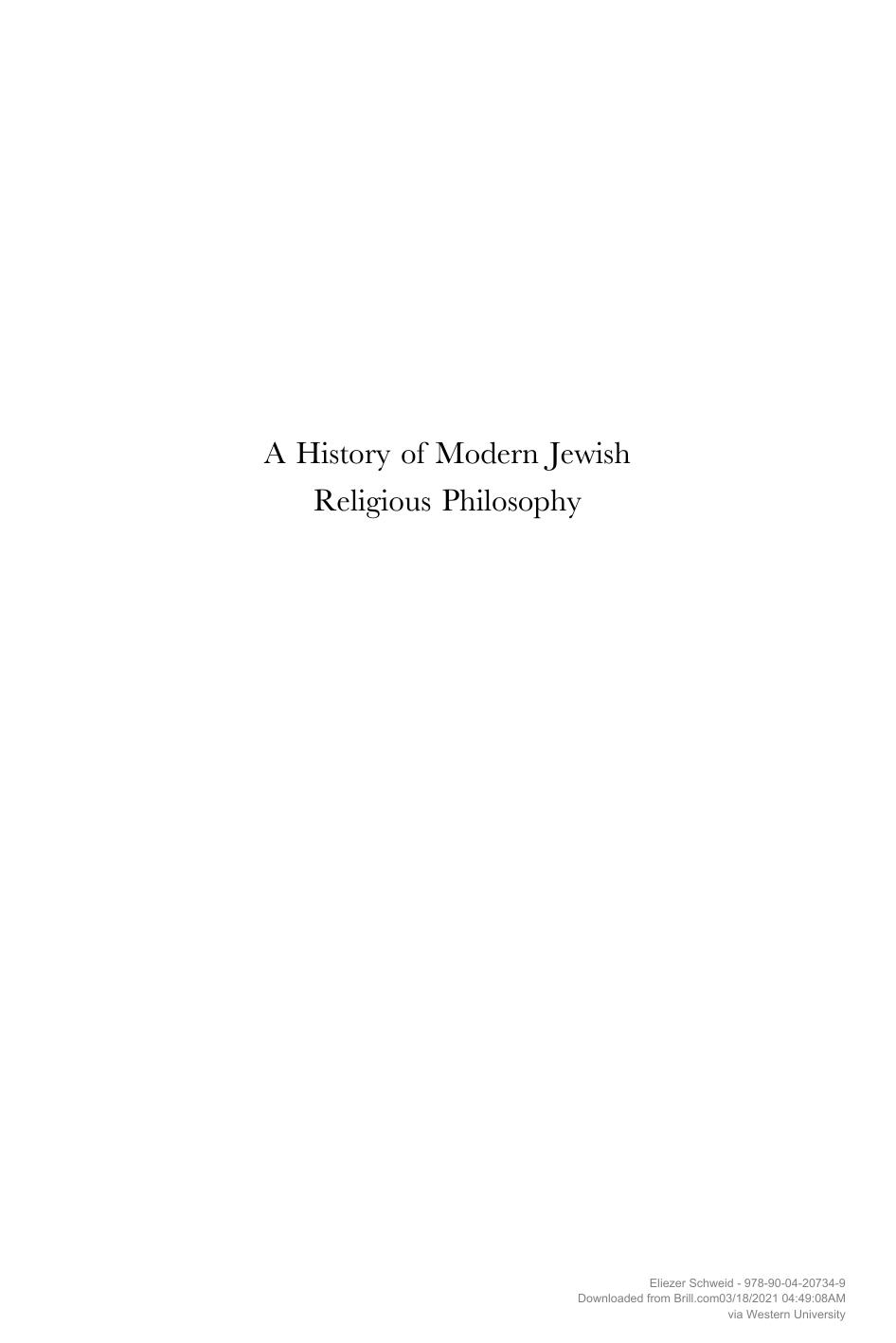 14 A History Of Modern Jewish Religious Philosophy Volume 1 The Period Of The Enlightenment Eliezer Schweid