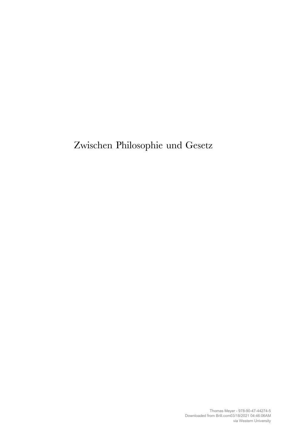 7 Zwischen Philosophie Und Gesetz Jdische Philosophie Und Theologie Von 1933 Bis 1938 Thomas Meyer