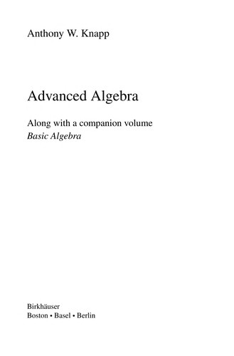 Advanced Algebra 2nd Edition Anthony W Knapp