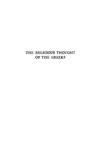 The Religious Thought Of The Greeks From Homer To The Triumph Of Christianity Reprint Clifford Herschel Moore