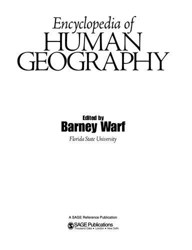 Encyclopedia Of Human Geography 1 Barney Warf Editor
