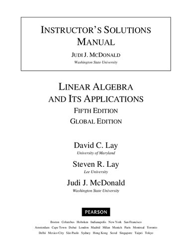 Linear Algebra And Its Applications Instrucrors Solutions Manual 5 Global Edition David C Lay