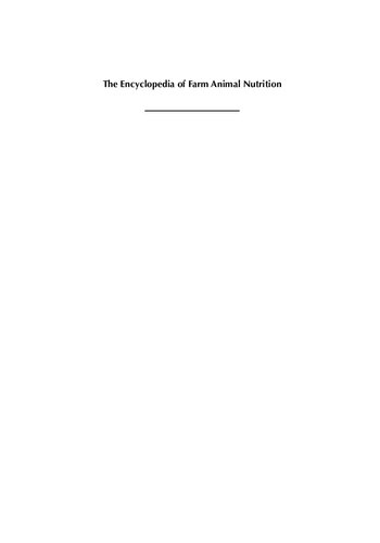 The Encyclopedia Of Farm Animal Nutrition M F Fuller Editor