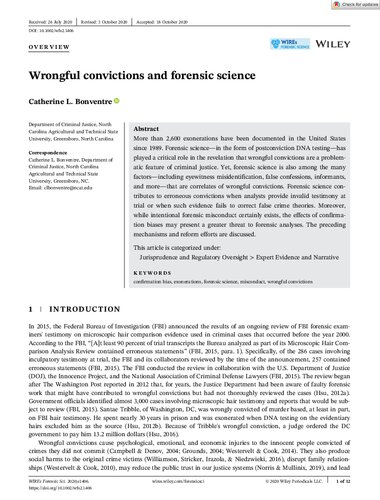 Wrongful Convictions And Forensic Science Catherine L Bonventre