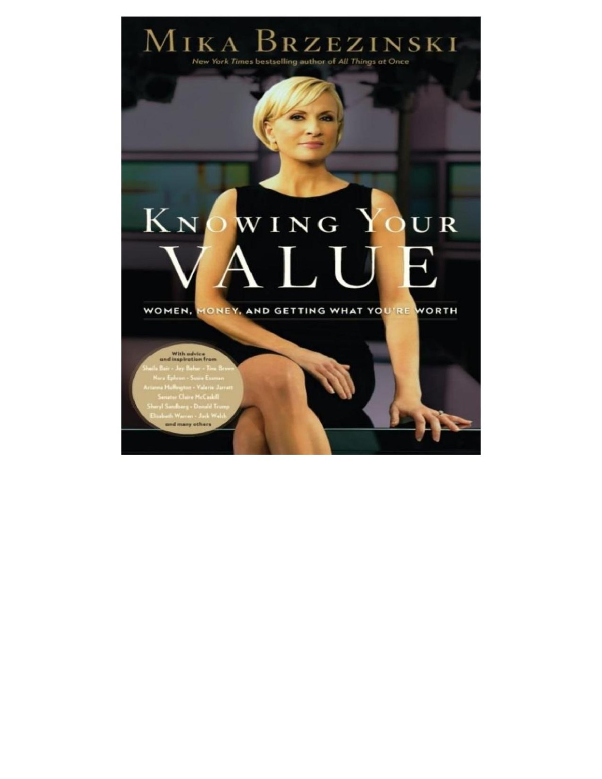Knowing Your Value Mika Brzezinski Brzezinski Mika