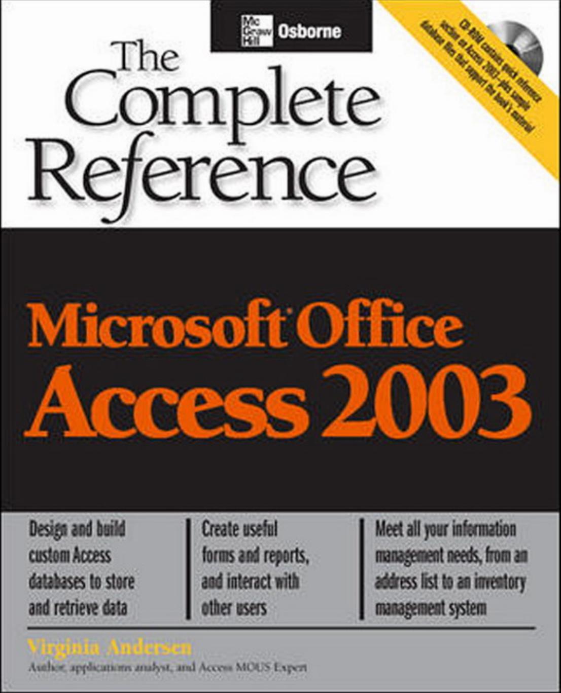 Microsoft Office Access 2003 The Complete Reference Osborne Complete Reference Series Virginia Andersen