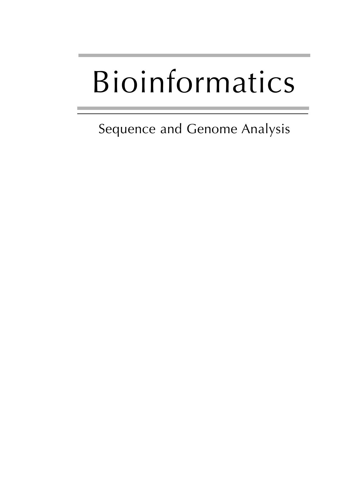 Bioinformatics Sequence And Genome Analysis 1st Edition David W Mount