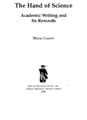 The Hand Of Science Academic Writing And Its Rewards Blaise Cronin