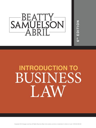 Introduction To Business Law 6th Edition Jeffrey F Beatty Susan S Samuelson