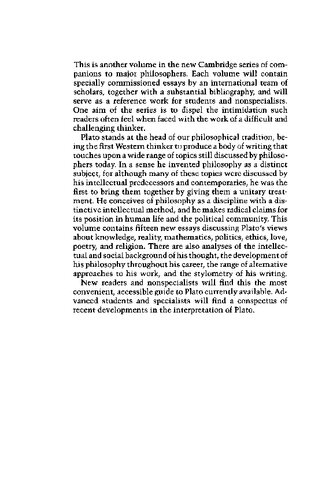 The Cambridge Companion To Plato Richard Kraut
