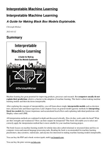 Interpretable Machine Learning Christoph Molnar