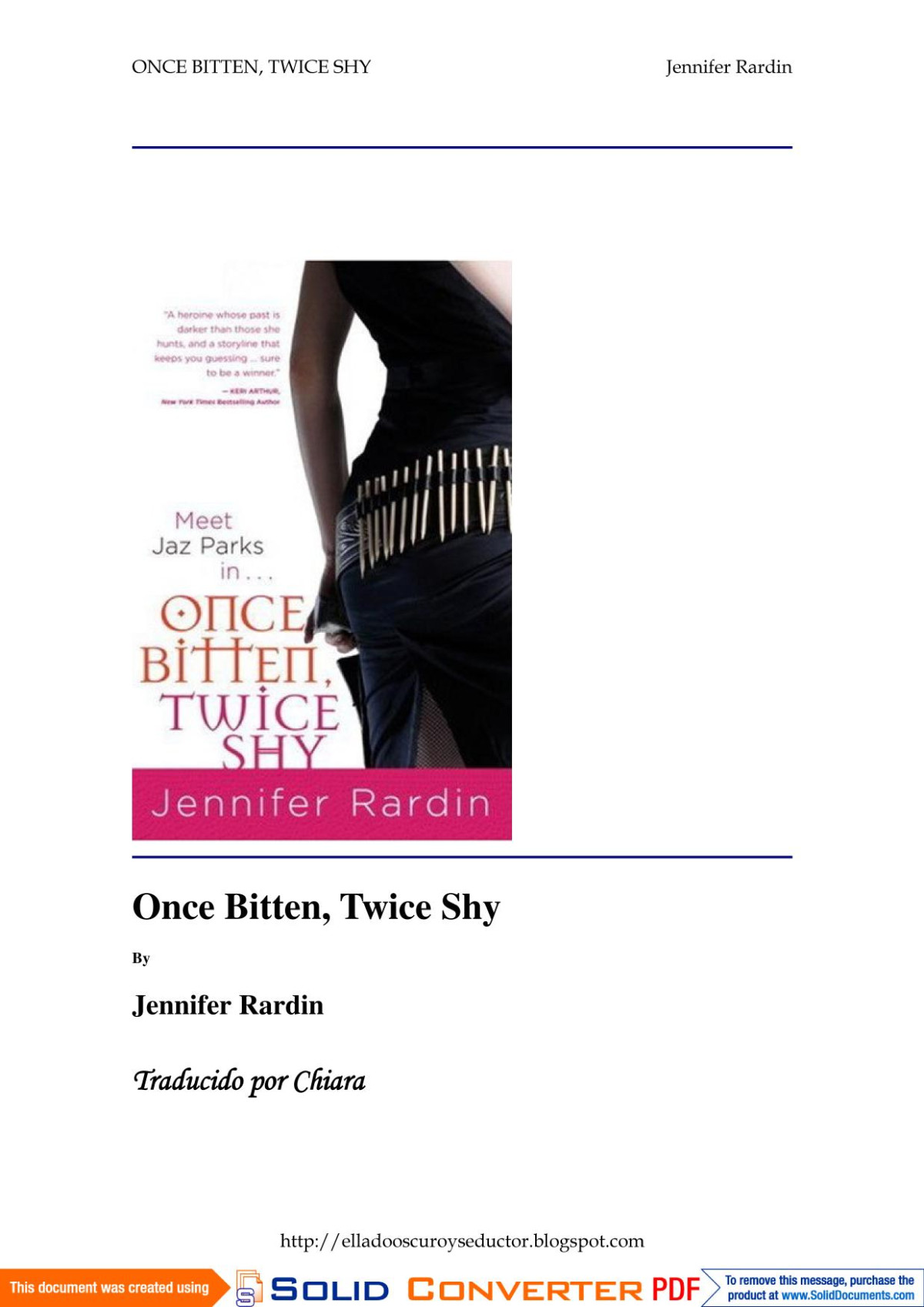 Once Bitten Twice Shy A Jaz Parks Novel Jennifer Rardin