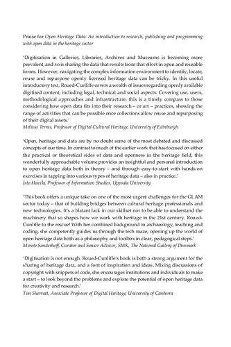 Open Heritage Data An Introduction To Research Publishing And Programming With Open Data In The Heritage Sector 1 Henriette Rouedcunliffe