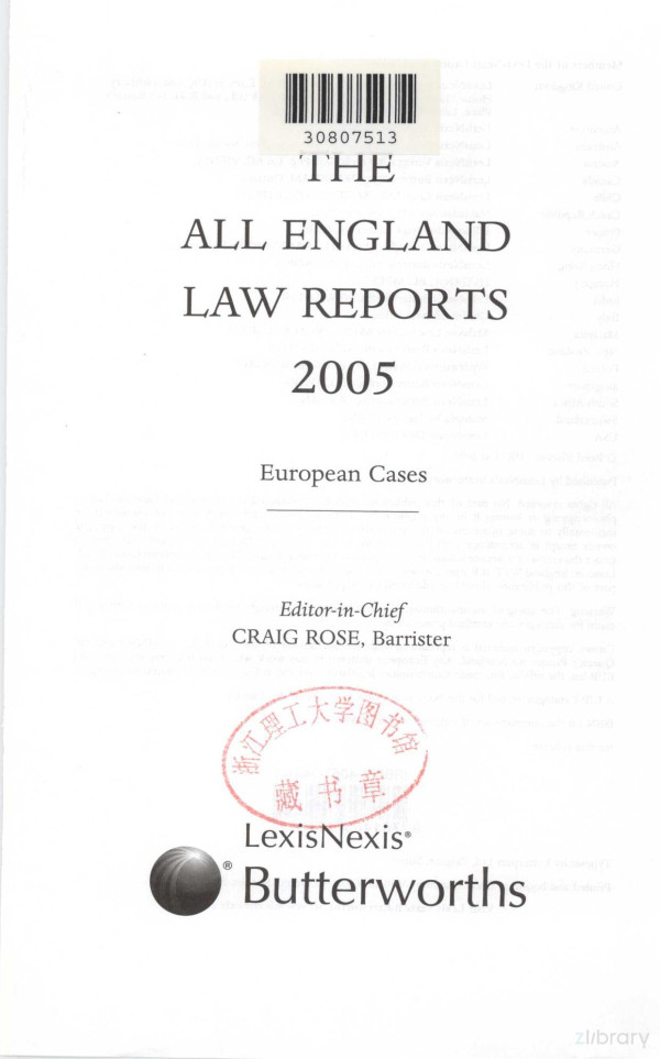 The All England Law Reports 2005 European Cases 2005th Edition Craig Rose