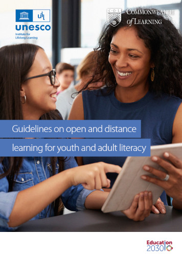 Guidelines On Open And Distance Learning For Youth And Adult Literacy Unesco Institute For Lifelong Learning