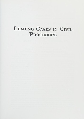 Leading Cases In Civil Procedure 2010th Edition Linda Smullenix