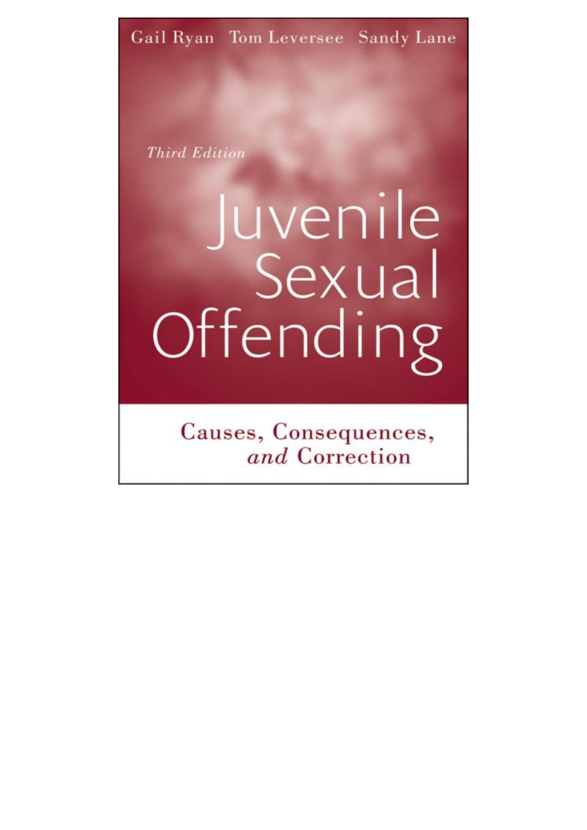 Juvenile Sexual Offending Gail Ryan Leversee Tom F Lane