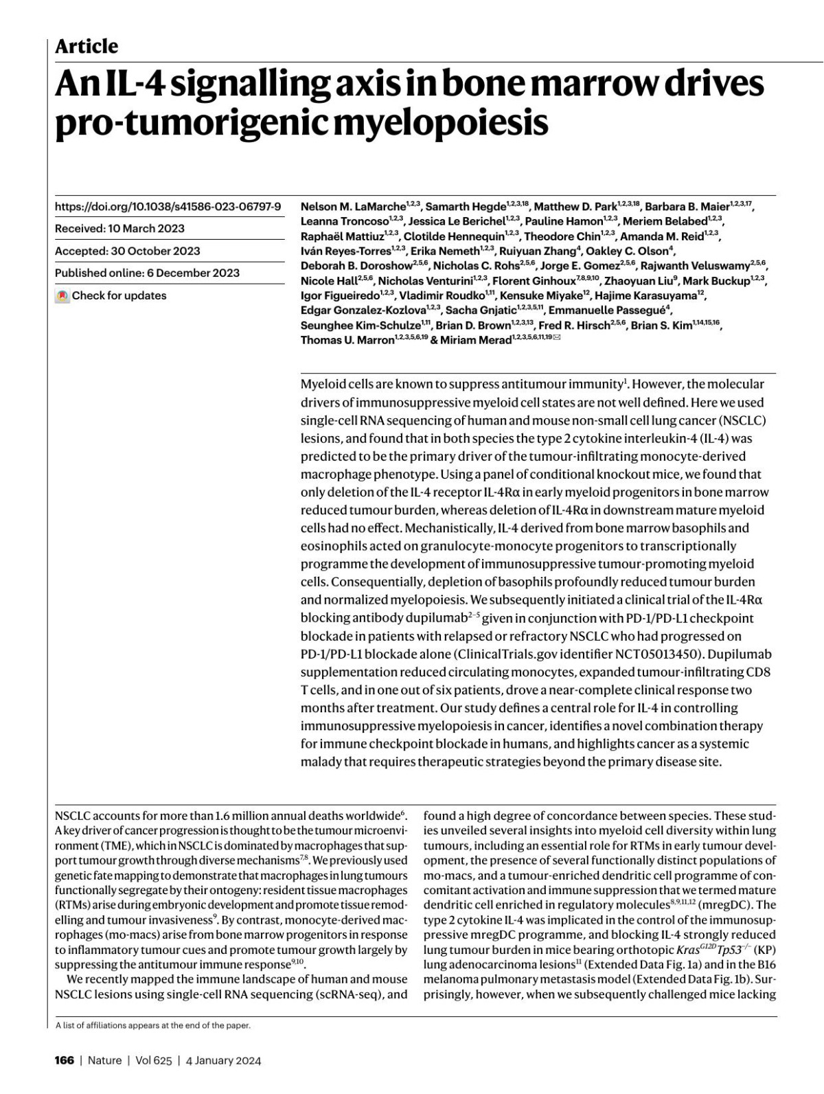 An Il4 Signalling Axis In Bone Marrow Drives Protumorigenic Myelopoiesis Nelson M Lamarche1