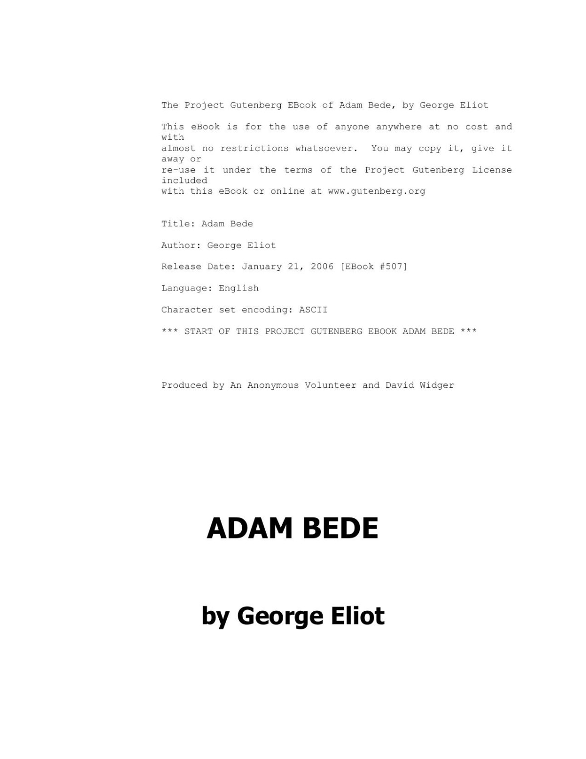 Adam Bede George Eliot