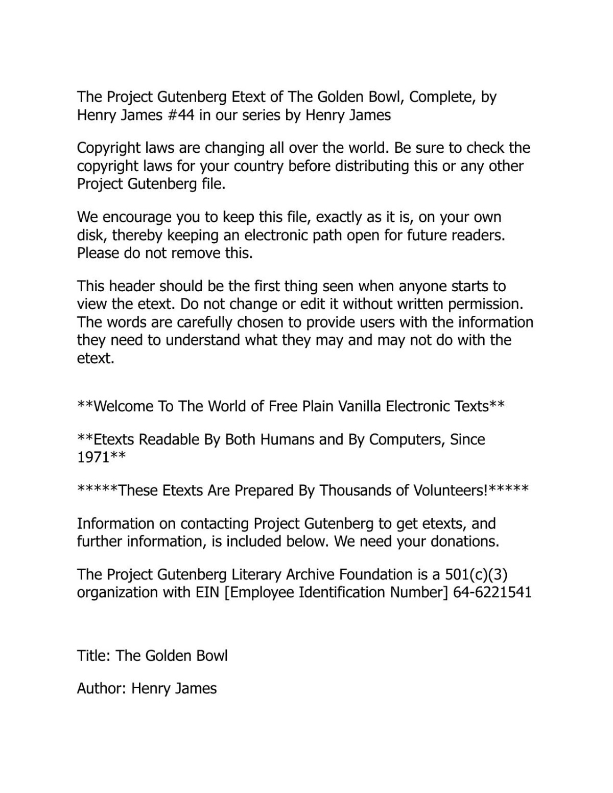 The Golden Bowl Complete Henry James