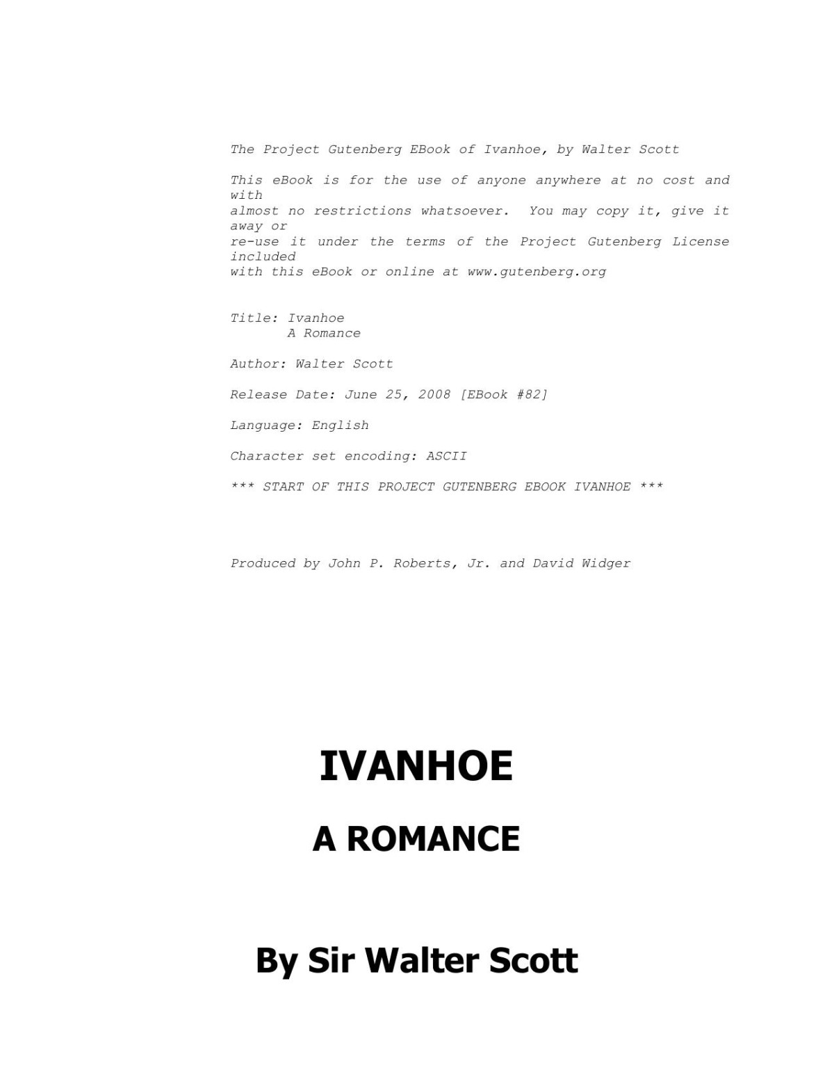 Ivanhoe Sir Walter Scott