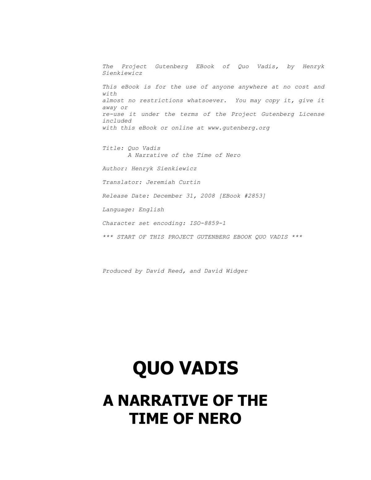 Quo Vadis A Narrative Of The Time Of Nero Henryk Sienkiewicz