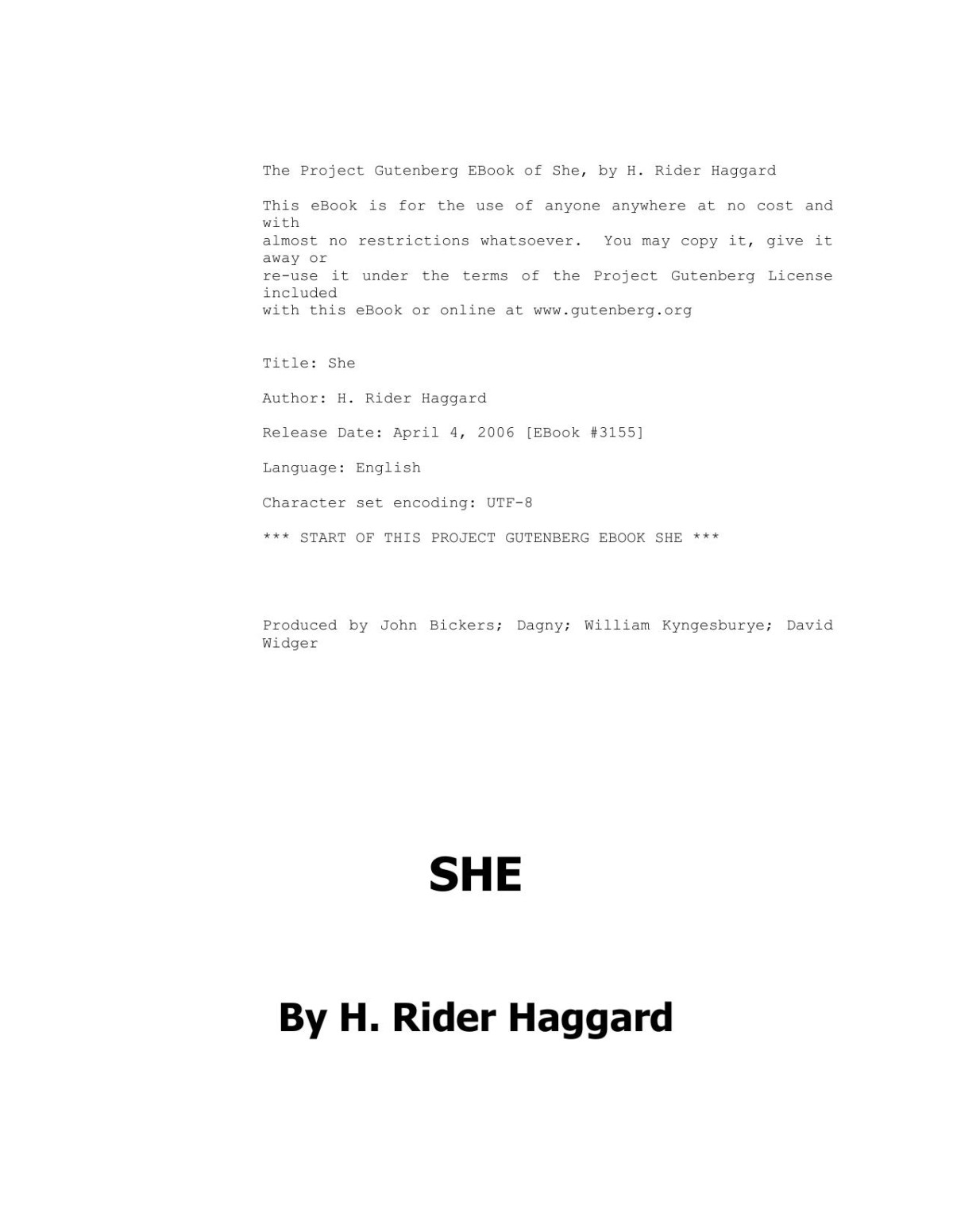 She Henry Rider Haggard