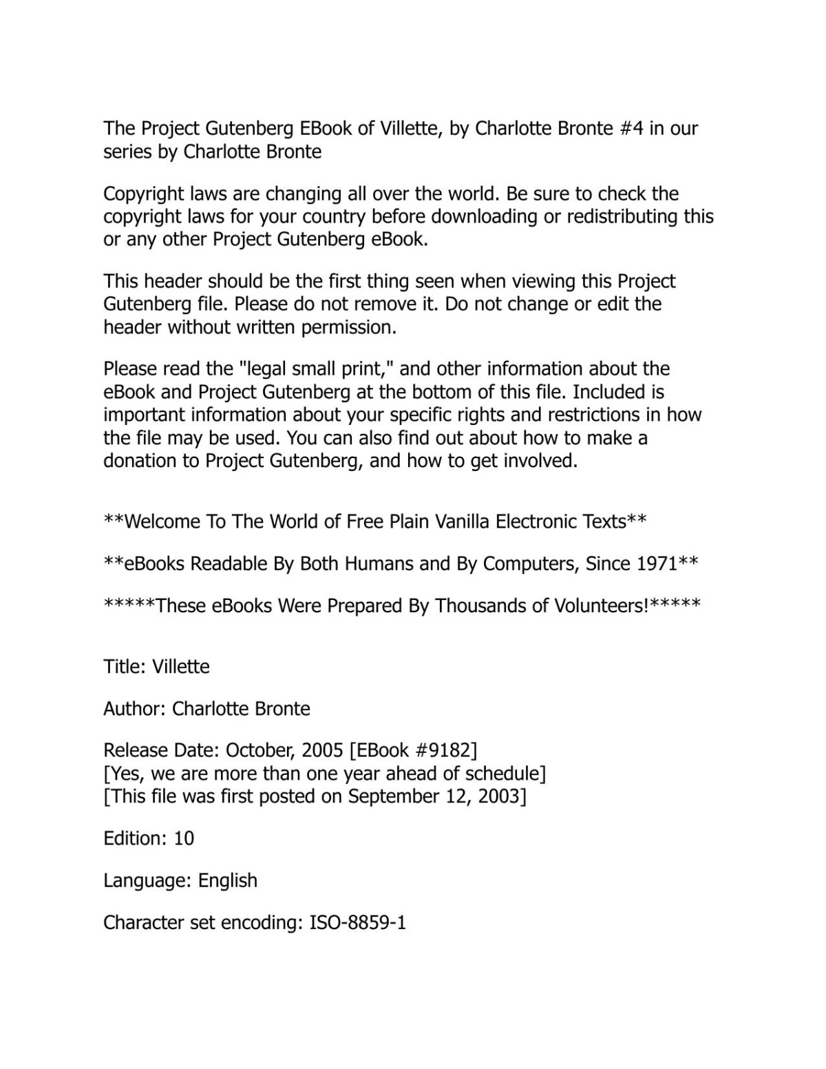 Villette Charlotte Brontë