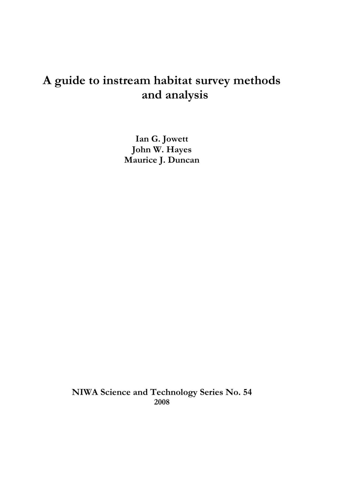 A Guide To Instream Habitat Survey Methods And Analysis I G Jowett