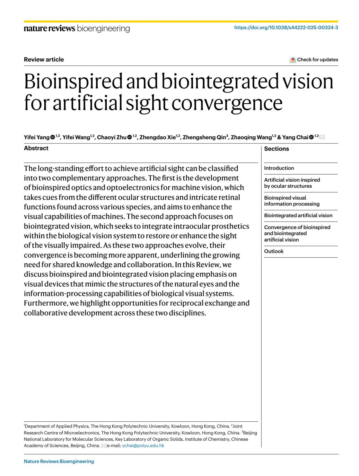 Bioinspired And Biointegrated Vision For Artificial Sight Convergence Yifei Yang Yifei Wang Chaoyi Zhu Zhengdao Xie Zhengsheng Qin Zhaoqing Wang Yang Chai