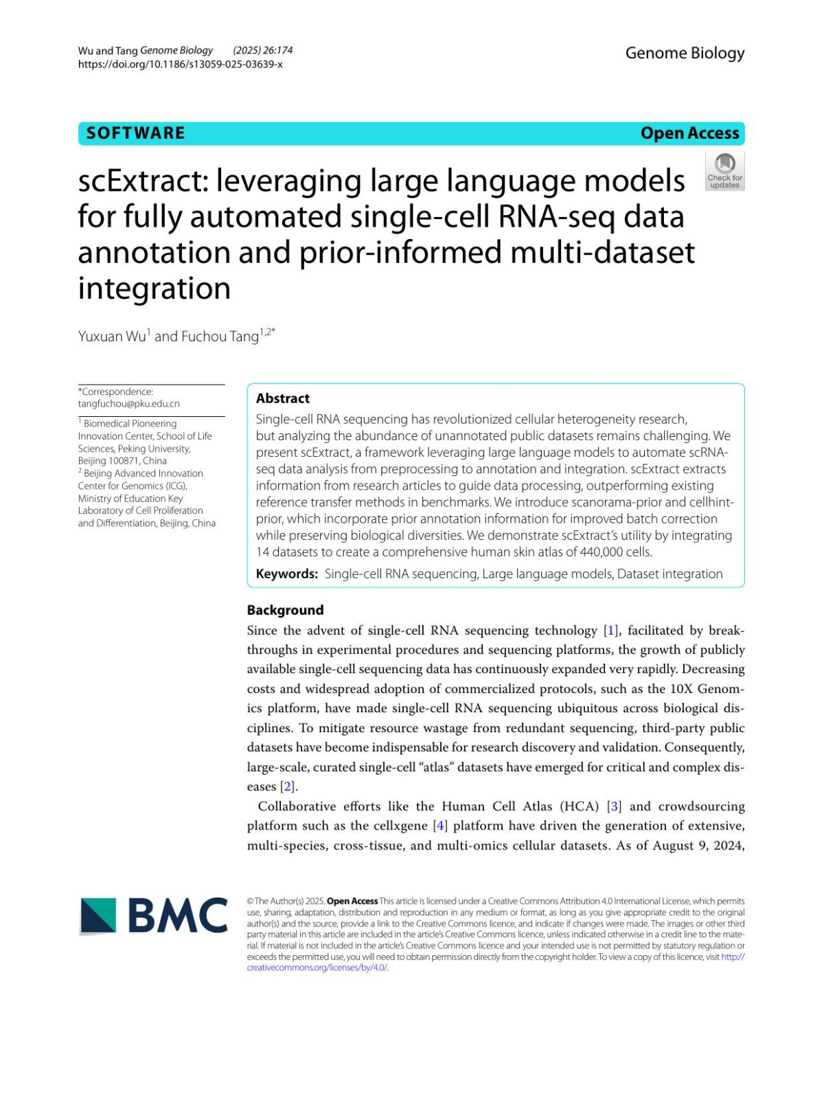 Scextract Leveraging Large Language Models For Fully Automated Singlecell Rnaseq Data Annotation And Priorinformed Multidataset Integration Yuxuan Wu Fuchou Tang