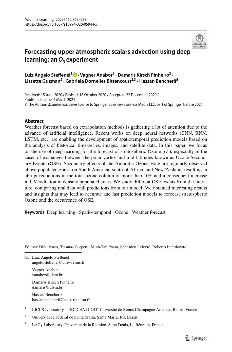 Forecasting Upper Atmospheric Scalars Advection Using Deep Learning An Experiment Luiz Angelo Steffenel Vagner Anabor Damaris Kirsch Pinheiro Lissette Guzman Gabriela Dornelles Bittencourt Hassan Bencherif