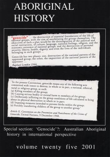 Aboriginal History Journal Volume 25 Ann Curthoys John Docker