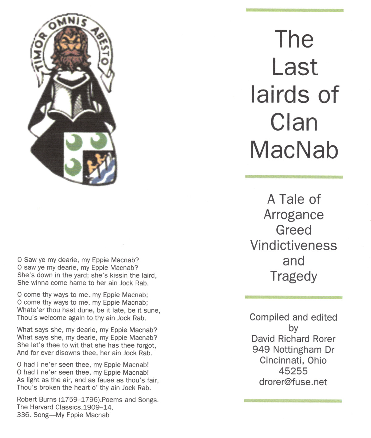 The Last Lairds Of Macnab A Tale Of Arrogance Greed Vindictiveness And Tragedy David R Rorer