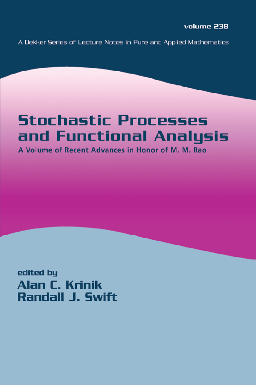 Stochastic Processes And Functional Analysis Alan C Krinik Randall J Swift