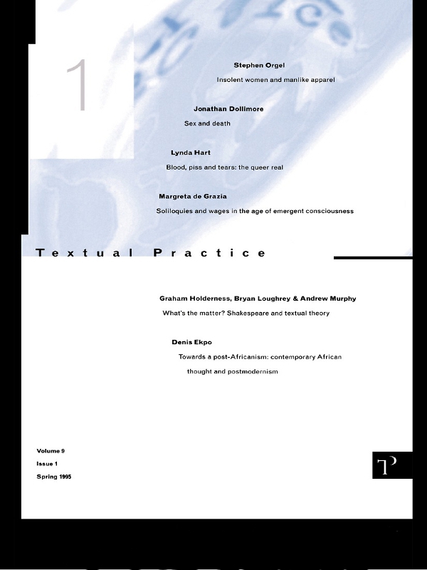Textual Practice Volume 9 Issue 1 Alan Sinfield