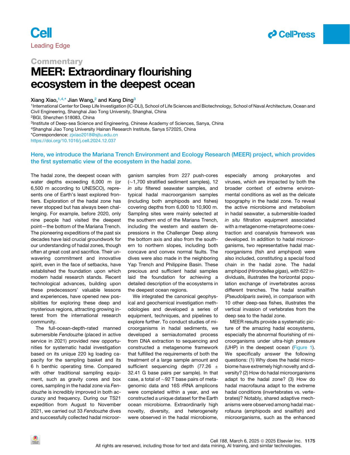 Meer Extraordinary Flourishing Ecosystem In The Deepest Ocean Xiang Xiao Jian Wang Kang Ding