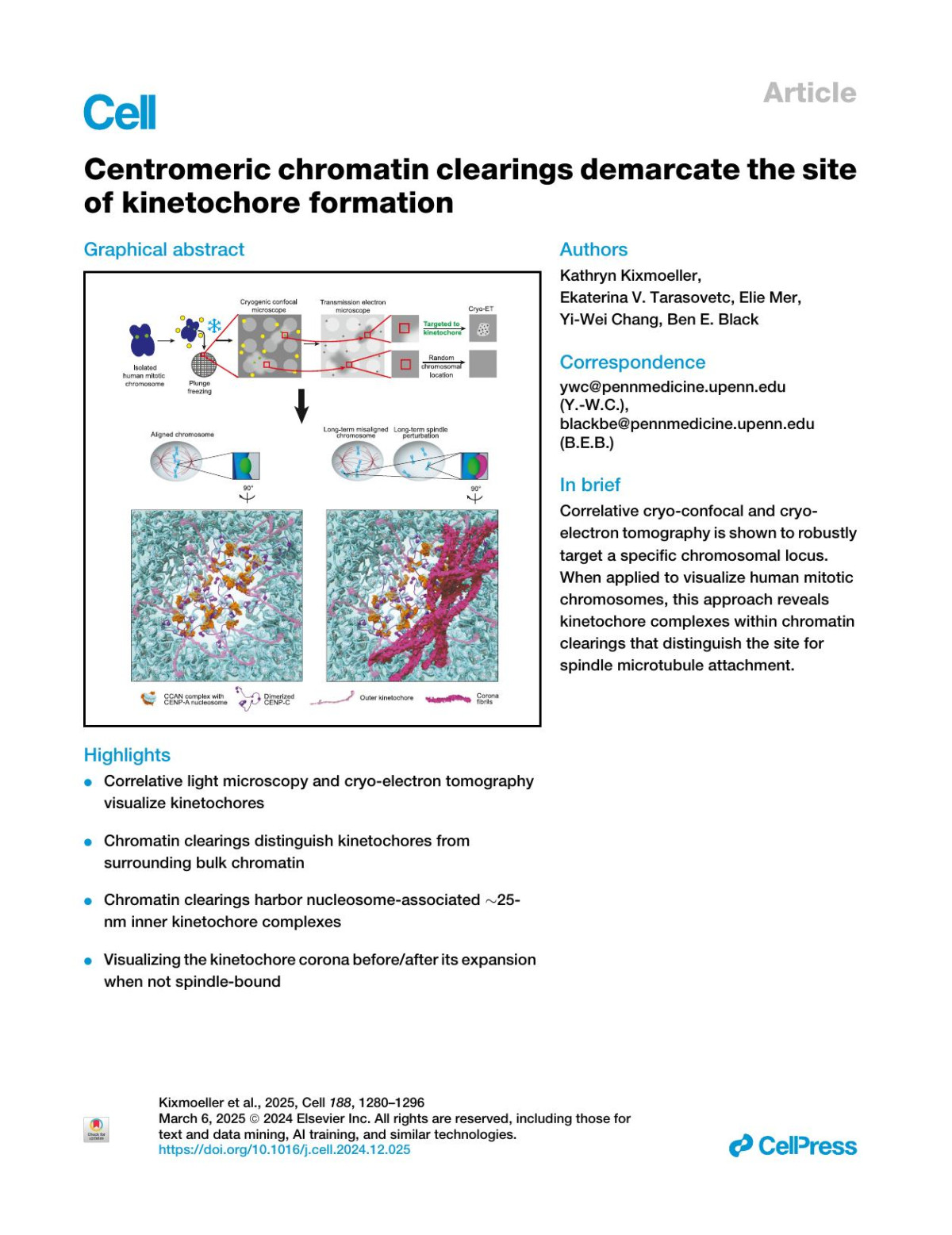 Centromeric Chromatin Clearings Demarcate The Site Of Kinetochore Formation Kathryn Kixmoeller Ekaterina V Tarasovetc Elie Mer Yiwei Chang Ben E Black