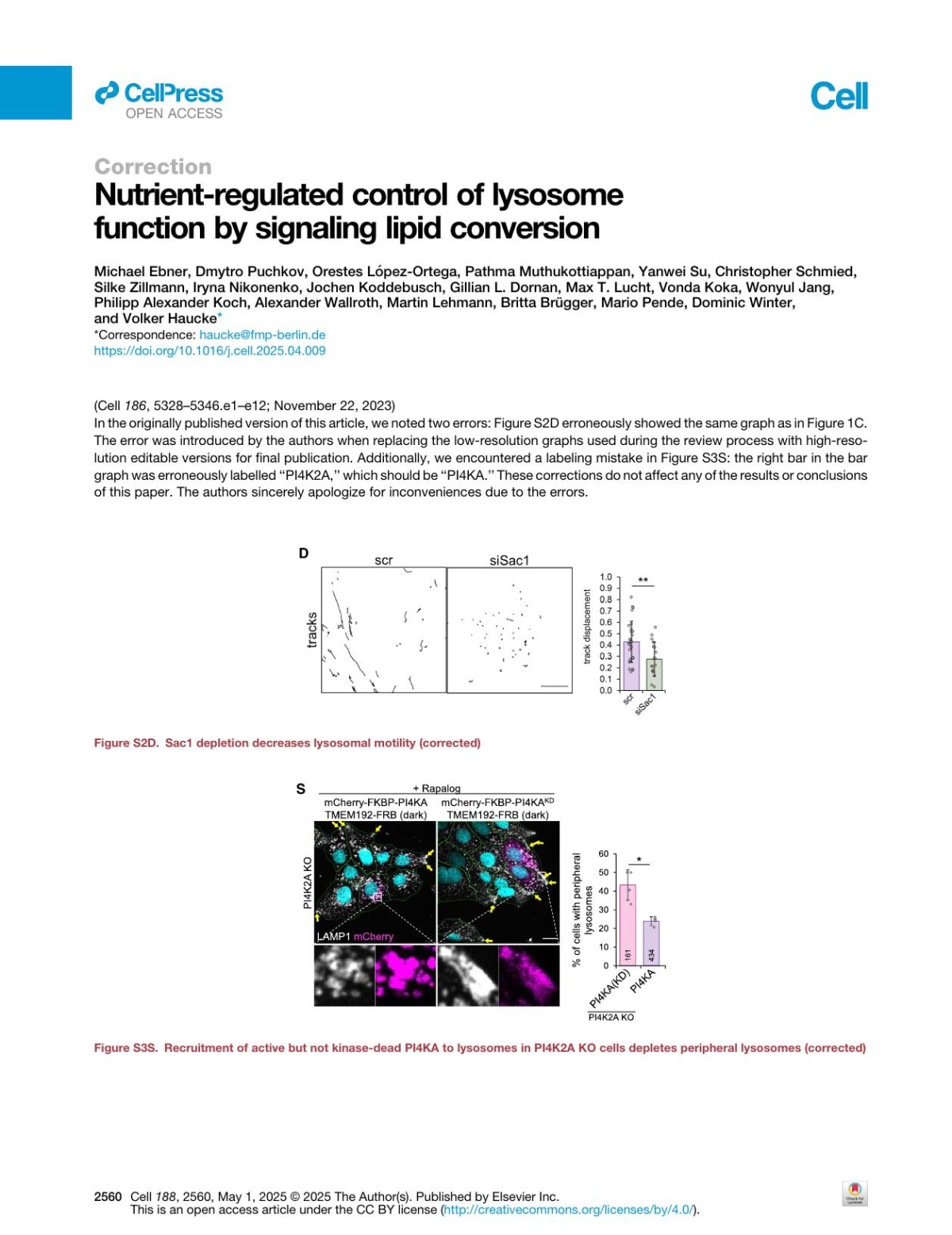 Nutrientregulated Control Of Lysosome Function By Signaling Lipid Conversion Michael Ebner Dmytro Puchkov Orestes Lópezortega Pathma Muthukottiappan Yanwei Su Christopher Schmied Silke Zillmann Iryna Nikonenko Jochen Koddebusch Gillian L Dornan Max T Lucht Vonda Koka Wonyul Jang Philipp Alexander