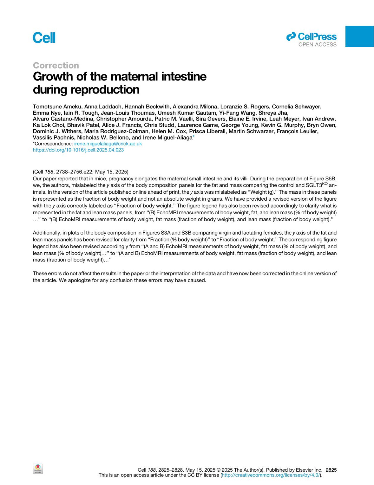 Growth Of The Maternal Intestine During Reproduction Tomotsune Ameku Anna Laddach Hannah Beckwith Alexandra Milona Loranzie S Rogers Cornelia Schwayer Emma Nye Iain R Tough Jeanlouis Thoumas Umesh Kumar Gautam Yifang Wang Shreya Jha Alvaro Castanomedina Christopher Amourda