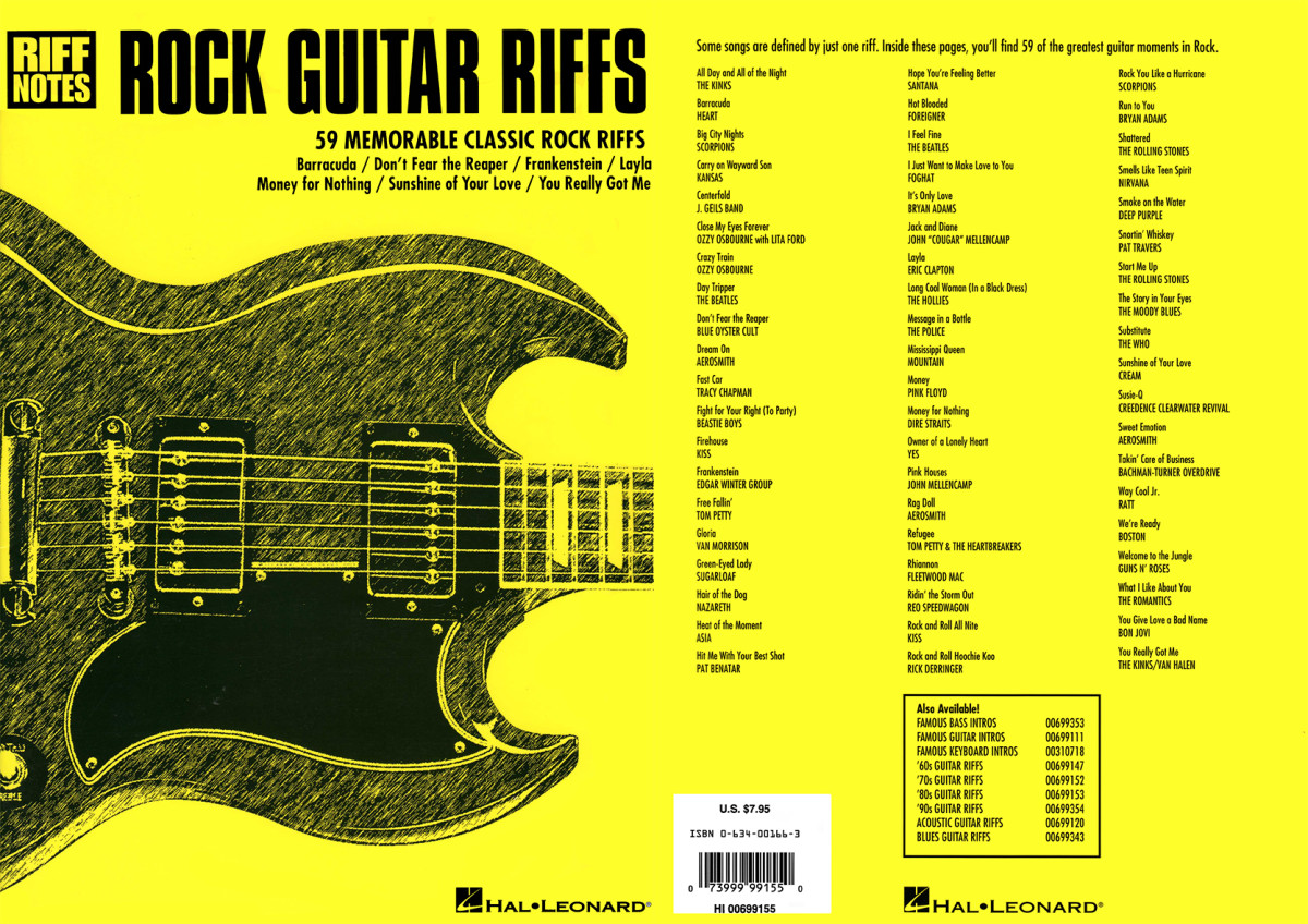 Rock Guitar Riffs 59 Memorable Classic Rock Riffs Hal Leonard Hal Leonard