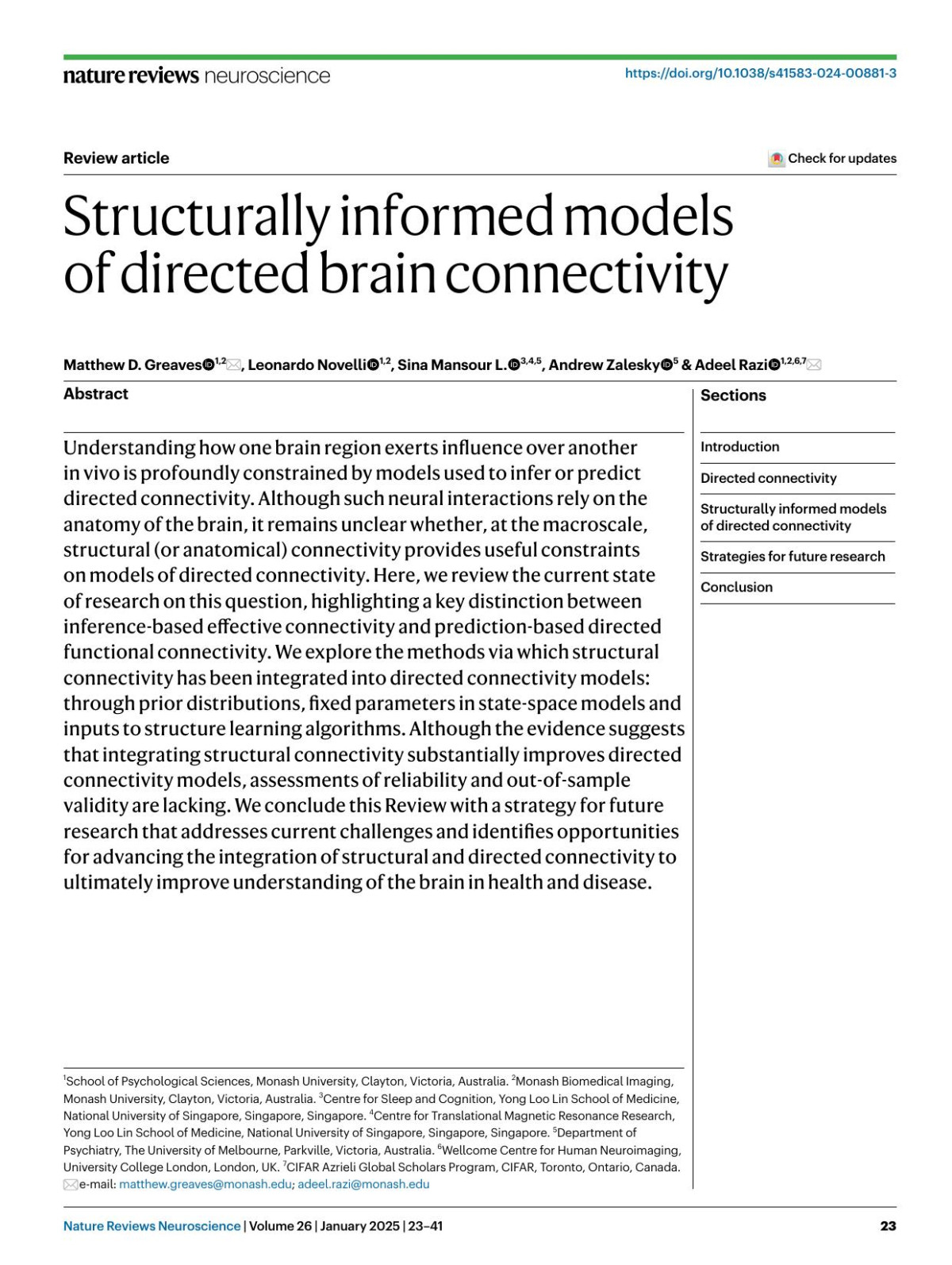Structurally Informed Models Of Directed Brain Connectivity Matthew D Greaves Leonardo Novelli Sina Mansour L Andrew Zalesky Adeel Razi