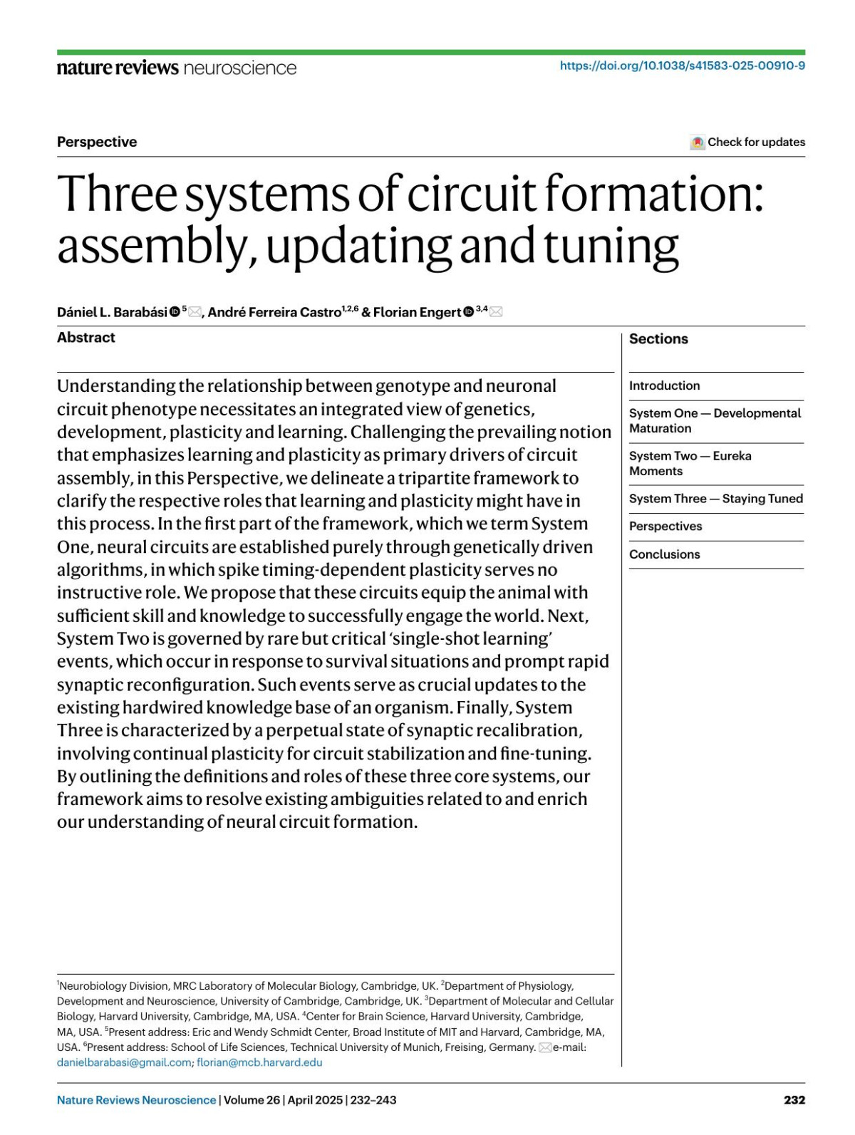 Three Systems Of Circuit Formation Assembly Updating And Tuning Dániel L Barabási André Ferreira Castro Florian Engert