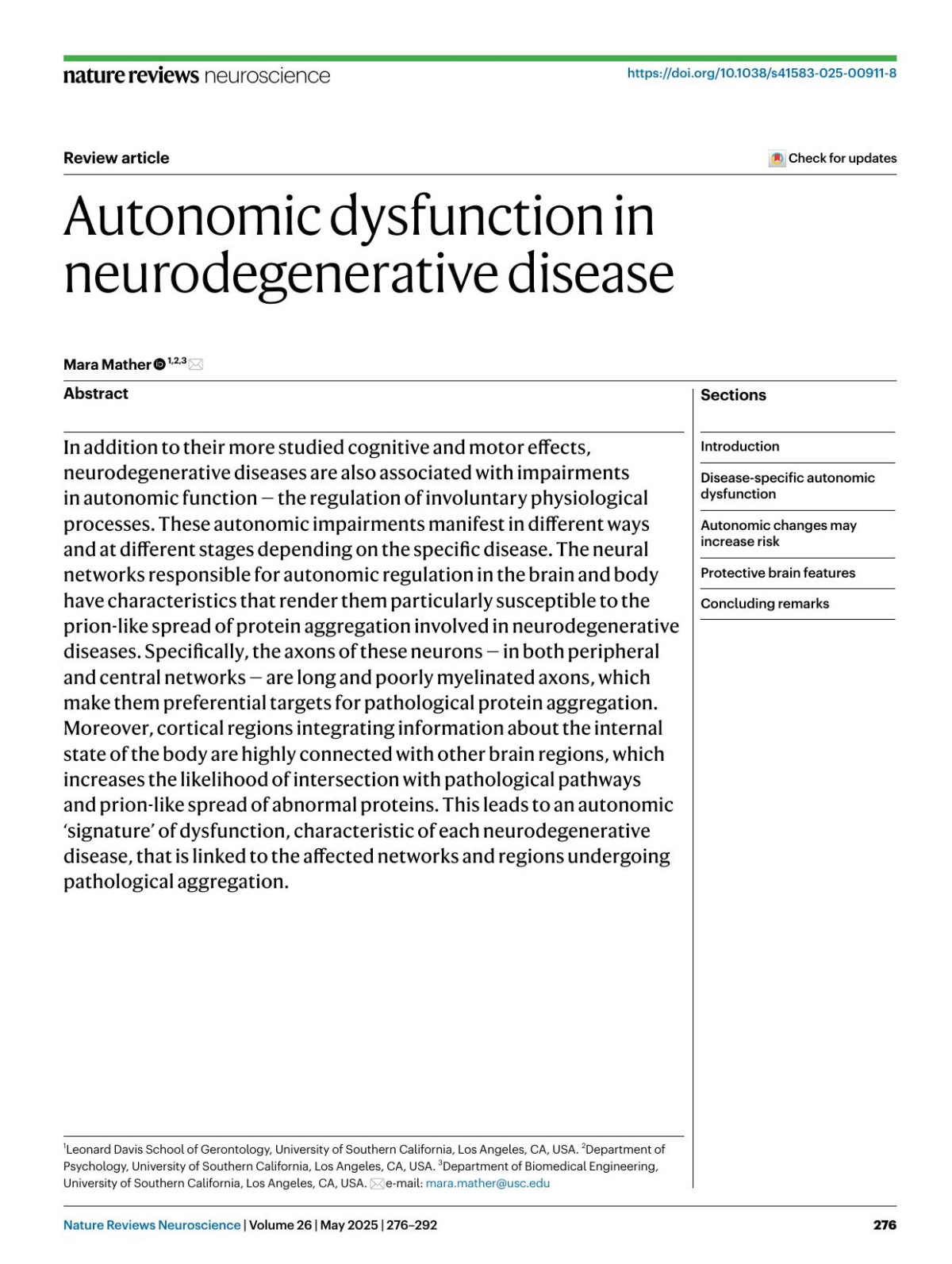 Autonomic Dysfunction In Neurodegenerative Disease Mara Mather