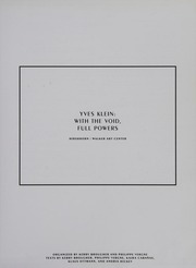 Yves Klein With The Void Full Powers Klein Yves 19281962