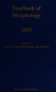 Yearbook Of Morphology 2003 Booij Geert Marle Jaap