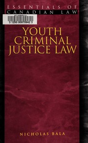 Youth Criminal Justice Law Bala Nicholas 1952