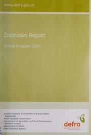 Zoonoses Report United Kingdom 2003 Great Britain Department For Environment