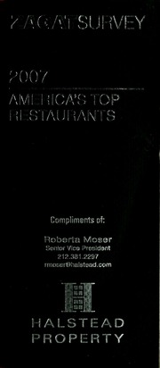 Zagat 2007 Americas Top Restaurants Revised Edition Zagat Survey Firm