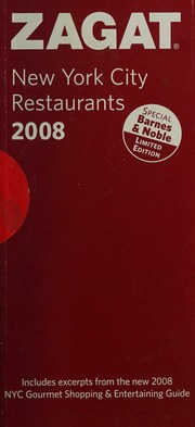 Zagat New York City Restaurants 2008 Special Barnes Nobel Limited Ed Gathje